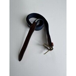 THOMAS BATES USA Whale Belt Leather/Canvas Men's Size 32 Navy Blue